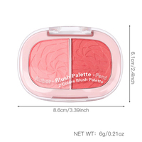 Palette de blush double couleur USHAS, poudre pressée légère et aérienne, multi-usages pour les yeux et les joues, blush naturel, longue tenue, maquillage