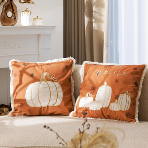ปลอกหมอนอิงตกแต่งฤดูใบไม้ร่วง DN DECONATION ขนาด 18x18 นิ้ว ชุด 2 ชิ้น ลายฟักทอง พร้อมพู่ห้อย ปลอกหมอนอิงสำหรับฤดูใบไม้ร่วง - Product Image 3