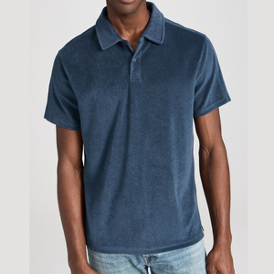 <span class=keywords><strong>Polo</strong></span> blu scuro ricamato personalizzato Logo 100 cotone Casual in bianco di alta qualità asciugamano a maniche corte <span class=keywords><strong>Polo</strong></span> uomo - Product Image 1