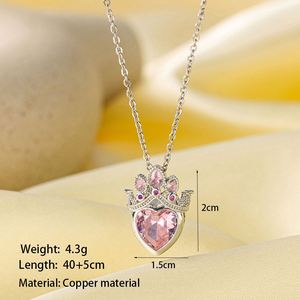 Collar de Acero Inoxidable con Colgante de Corona de Princesa Rosa y Cadena de Amor, Joyería Fina, Anillo de Cadena de Acero Inoxidable - Product Image 6