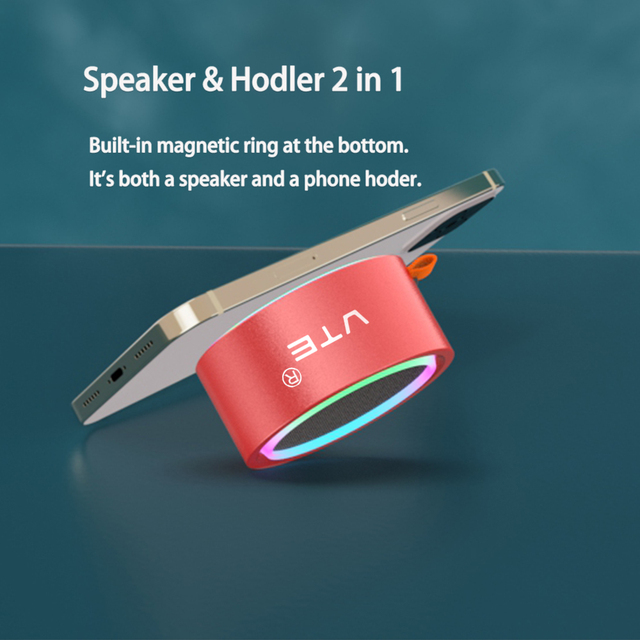 Mini Magnetic RGB LED 5-in-1 Wireless Portable Speaker with IPX7 Waterproof TF Card Support FM Radio & TWS
