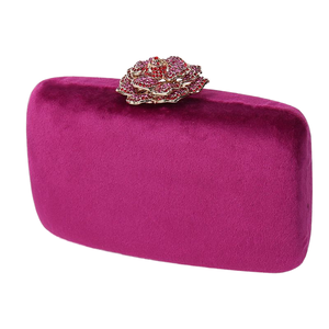 Women's Classic Velvet Waterproof Evening <b>Clutch</b> Polyester Lining Chain Strap Zipper Closure Flap Design-<b>Wedding</b> Party - Product Image 1