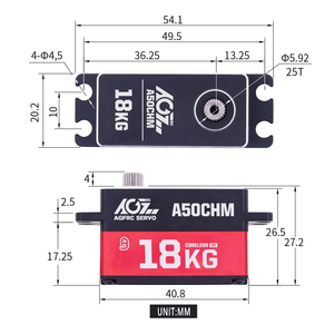 Servo AGFRC A50CHM HV sans noyau, boîtier en aluminium, 50g, 0,11 seconde, couple élevé, engrenages métalliques, double roulement à billes, profil bas pour voiture de tourisme 4x4 1/10 - Product Image 3