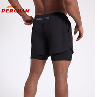Shorts de course 2 en 1 pour hommes avec poche pour téléphone, poche arrière zippée, doublure intégrée, séchage rapide, respirant, logo personnalisé, athlétique, gym