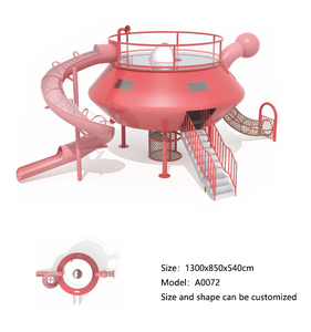 Parque Infantil Personalizado con Temática Espacial, Juego Infantil con Tobogán de OVNI Rosa y Escalada para Campamentos o Parques al Aire Libre Sin Motor - Product Image 2