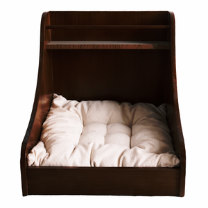 سرير الحيوانات الأليفة سرير خشبي للتدليك رغوة صلبة مخصصة الحيوانات الأليفة الخشب العتيقة الأثاث فو الفراء الحيوانات الأليفة سرير مع حصيرة لينة - Product Image 3