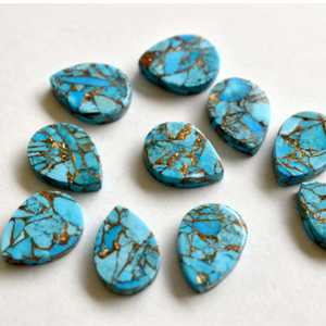 Piedra Arenisca Natural Azul en Forma de Pera, Corte Plano con Tecnología de Punta, para Fabricación de Joyería DIY, Pendientes, Anillos, Colgantes, Collares, Cabujones - Product Image 4