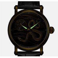 Montre à quartz limitée édition Année du Serpent, cadran or, design oriental de luxe, montre de précision