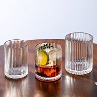 Verre Collins côtelé de style japonais en gros pour Americano glacé, café au lait, long drinks, café, utilisation avec logo personnalisé