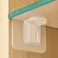 D5583 Support mural adhésif sans perçage pour étagère de placard, pince de fixation transparente en plastique, crochets adhésifs