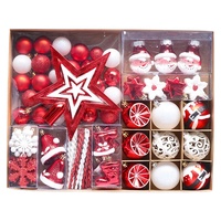Ensemble de décorations pour arbres de Noël, lot de 89 pièces de 30 à 80mm, rouge, blanc, incassable, boules de Noël, fournitures de décoration