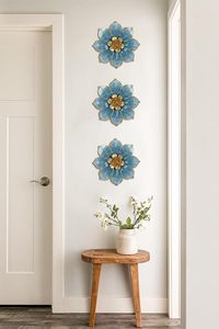 Décoration <span class=keywords><strong>murale</strong></span> moderne 3D <span class=keywords><strong>en</strong></span> <span class=keywords><strong>métal</strong></span>, art, fleurs bleues <span class=keywords><strong>et</strong></span> dorées, 3 pièces, décorations d'intérieur <span class=keywords><strong>et</strong></span> d'extérieur suspendues pour la chambre à coucher, le salon <span class=keywords><strong>et</strong></span> la maison. - Product Image 6