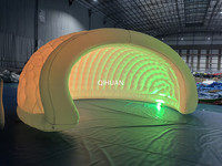 Dôme d'air gonflable d'auvent promotionnel avec la tente blanche d'étape de pub de mariage d'igloo de lumières de LED pour le salon commercial