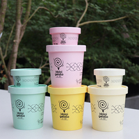 Grands pots à glace personnalisés avec logo, biodégradables, en matériaux recyclés, contenants à emporter, coupes à gelato, vente en gros avec couvercles
