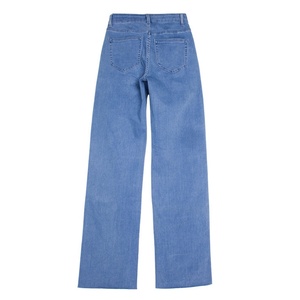 Jeans Anchos Elásticos para Mujer, Talla Grande, Color Azul Lavado, Estilo Casual de Invierno con Decoración de Botones y Borlas, Diseño Sólido - Product Image 6