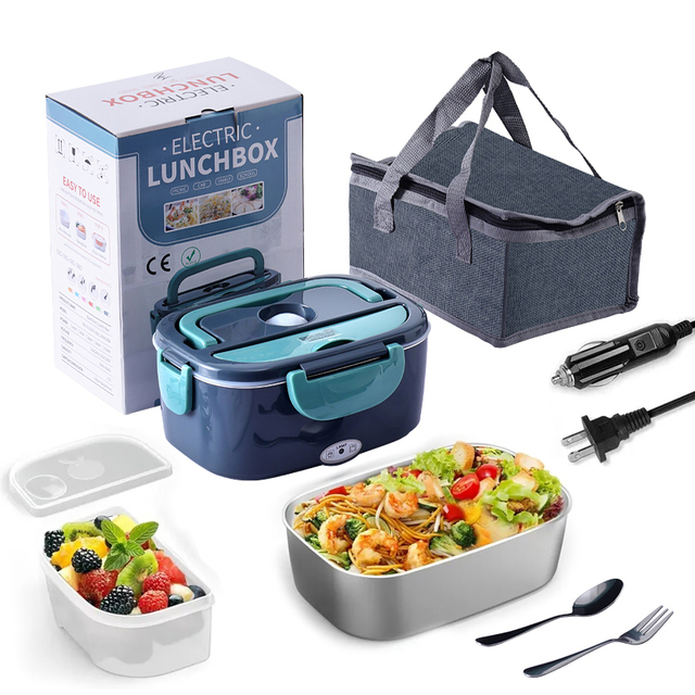 Boîte à Lunch électrique Sans Fil 1.2L Avec Batterie, Chargeur USB-C, étui Inclus - Bleu