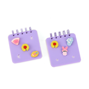 Carnet à spirale violet avec breloque 3D, motif gâteau marguerite, bulle de discours 'Je t'aime', couverture en silicone Kawaii, découpe lune croissante et cœur, cadeau - Product Image 2