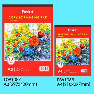 Bloc de <span class=keywords><strong>Dibujo</strong></span> Acrílico Foska Art Supply, Tamaño A3 A4, Encuadernación Vertical con Encolado Superior, Fácil de Desprender, Papel de 190 g/m², <span class=keywords><strong>Material</strong></span> sin Ácido, 15 Hojas - Product Image 2