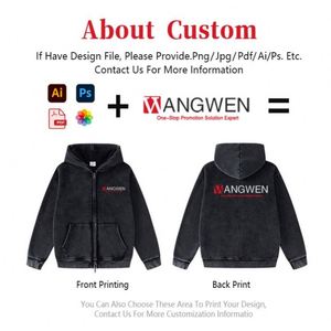 Sudadera con capucha vintage con cremallera y logotipo personalizado al por mayor, chaqueta lisa de peso pesado para hombre, sudadera con capucha con cremallera lavada al ácido para hombre - Product Image 2