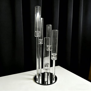 <b>Crystal</b> 10 Pillar Glass Candlestick Tube Candle Holder <b>Crystal</b> Wedding Candelabra Decoration Centerpieces Bougeoir Mariage - Product Image 3