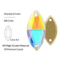 Strass en cristal K9 AB de haute qualité en forme de navette, à dos plat, pour la couture et la confection de vêtements faits main