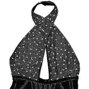 Mono corto de lujo de marca famosa con bordado de diseñador, de malla con cuentas de burbujas, sin mangas, para fiesta, club y moda femenina. - Product Image 6