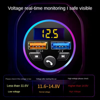 Émetteur FM QC3.0, autoradio stéréo Bluetooth LED pour voiture, lecteur MP3 sans fil mains libres, double chargeur USB rapide, accessoires de voiture