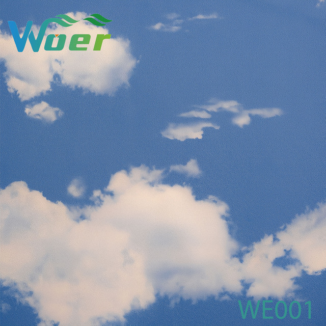 Manufacturer Hot Selling Modern Decorative Blue Sky and White Clouds Suspended Board PVC Gypsum Ceiling Film for Hotel Use