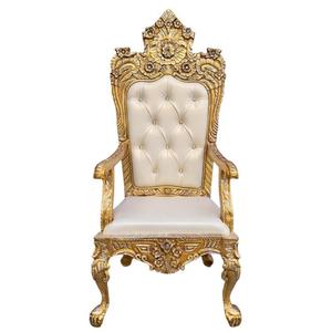 Silla de comedor europea de lujo en metal dorado con tapicería, diseño atemporal para villas, casas de lujo, eventos, banquetes, etc. - Product Image 3