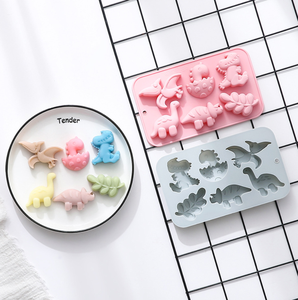 AE003-Molde de Silicona con Forma de Dinosaurio, Decoración de Pasteles, 6 Agujeros, Hoja, Galleta, <span class=keywords><strong>Chocolate</strong></span>, Fondant - Product Image 1