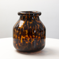 Ensemble de vases en verre soufflé à la main à motif écaille de tortue, vases à fleurs en verre ambré à pois léopard de plusieurs tailles pour la décoration de table à la maison