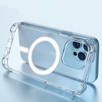 Coques de téléphone antichoc magnétiques en TPU+PC transparent de qualité supérieure, design simple et tendance de 1,5 mm pour iPhone 16/15/14/13/12 et S24 avec logo personnalisé