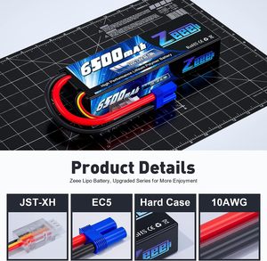 Zeee 2S Lipo 배터리 6500mAh <span class=keywords><strong>7.4V</strong></span> 120C 하드 케이스 <span class=keywords><strong>RC</strong></span> 차량용 EC5 커넥터가있는 <span class=keywords><strong>RC</strong></span> 자동차 배터리 <span class=keywords><strong>RC</strong></span> 트럭 탱크 Truggy 보트 Rac - Product Image 3