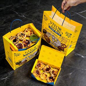 Custom Eco-friendly Recyclable Disposable <b>Biodegradable</b> Kraft <b>Paper</b> Bag for Takeaway Bread Egg Tart Pastries with Logo - Product Image 1