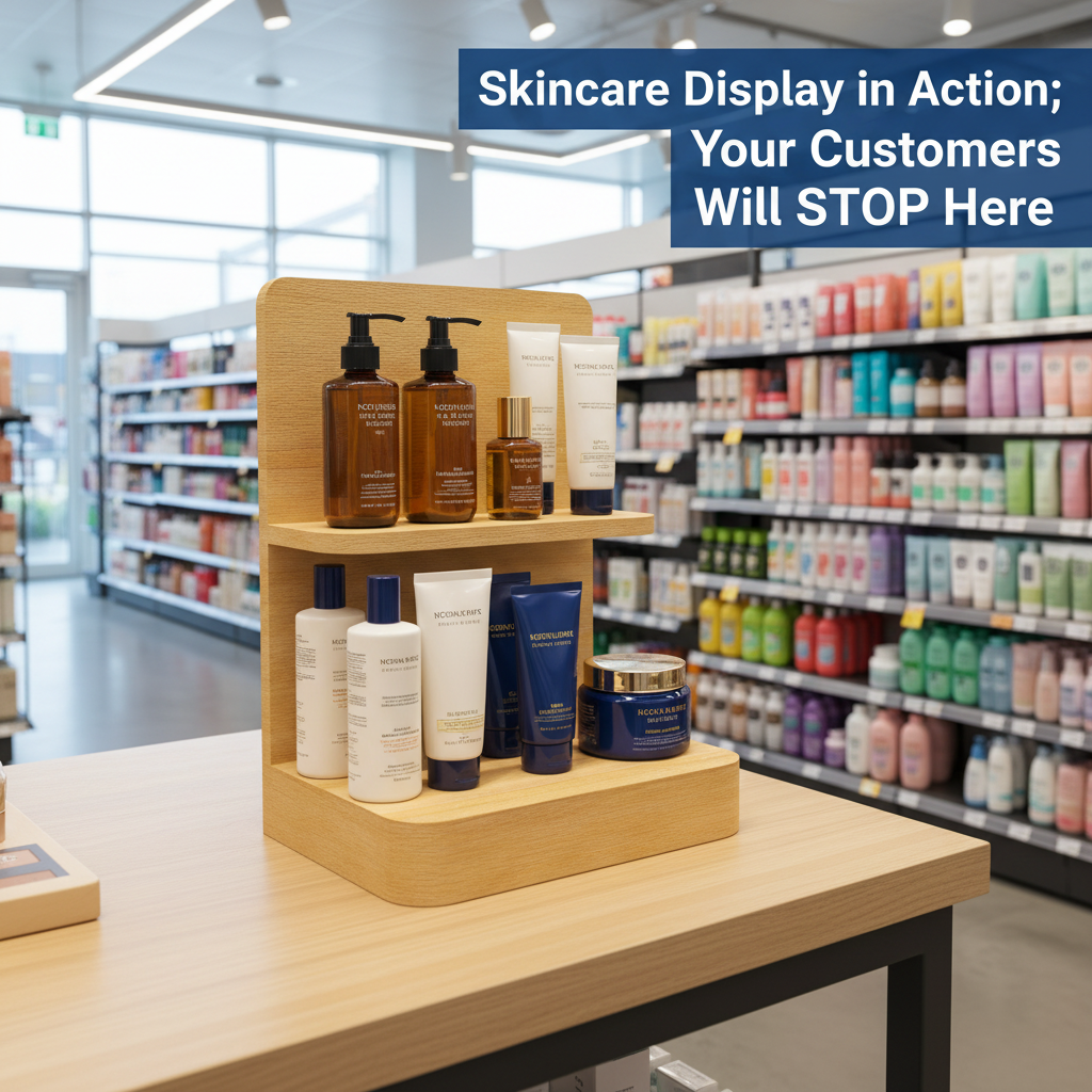 Custom Pine Shampoo Counter Holder Body Care Rack for Small Beauty Retail Store — view 2