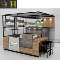 Kiosque de café en bois massif de café de conception de décoration intérieure populaire avec l'armoire de nourriture de centre commercial intérieur de haute qualité