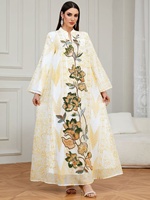 Robe longue élégante brodée, coupe ample et féminine, style ethnique musulman de Dubaï, respirante pour l'été, grande taille, longueur au sol