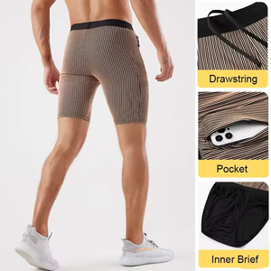 Short d'entraînement de course à pied avec <span class=keywords><strong>slip</strong></span> intérieur OEM personnalisé pour hommes - Product Image 1