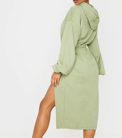 Printemps Nouvelle Arrivée Sweat À Capuche Fendu Robe Midi Avec Cordon Femmes Sexy Robe De Bandage