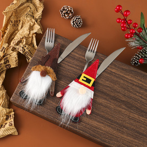Nuevas fundas de fieltro para cubiertos, fundas de cubiertos con diseño de anciano sin rostro, decoraciones navideñas para la mesa del comedor. - Product Image 4