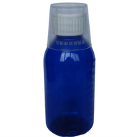 Bouteille de sirop de glucose en plastique bleu écologique de 120 ml pour enfants et sirop contre la toux de 120 ml
