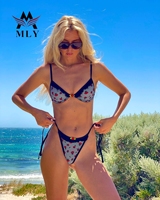 Nieuwe Design Custom Fruit Print Beugel String Bikini Set Gehaakte Trim Sexy Badpakken Voor Vrouwen