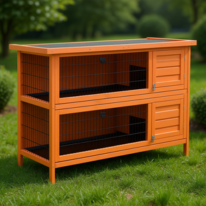 Nichoir à lapins orange à 2 niveaux de 54 pouces pour l'extérieur avec séparateurs amovibles et plateaux extractibles - Product Image 2