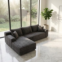 Sofá Seccional Modular de Corduroy en Forma de L, Convertible y Compacto para Sala de Estar, Apartamento u Oficina en Casa
