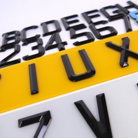 Lettere in acrilico diamantato lucido 79*50mm, numeri autoadesivi neri smussati per targa acrilica UK