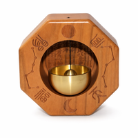 Cloche de porte chinoise Feng Shui en laiton poli en forme de calebasse, motif des constellations Fu Lu Shou, ornement décoratif fait main à suspendre pour la maison