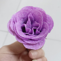 QY Bouquet de roses scintillantes pour la Saint-Valentin et les mariages, Matériaux DIY, Fleurs artificielles de 7 cm, Têtes de fleurs en poudre dorée effet cristal éternel