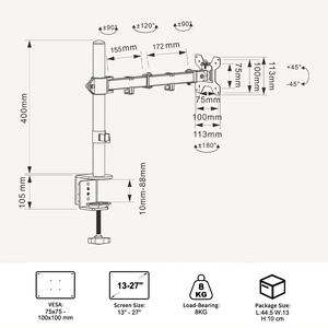 Bras de moniteur simple <span class=keywords><strong>en</strong></span> acier allié noir, best-seller, inclinaison à 360 degrés, inclinaison à 90 degrés, <span class=keywords><strong>réglable</strong></span> <span class=keywords><strong>en</strong></span> <span class=keywords><strong>hauteur</strong></span>, pour moniteurs de 13 à <span class=keywords><strong>27</strong></span> <span class=keywords><strong>pouces</strong></span>, support <span class=keywords><strong>en</strong></span> stock - Product Image 6