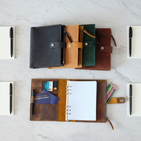 Couverture de carnet en cuir véritable avec logo personnalisé, en cuir Crazy Horse, rechargeable, format A5, en cuir de vachette, pour carnet de voyage