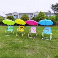 Chaise pliante d'extérieur pour enfants avec parasol, tabouret portable en métal pour camping et plage